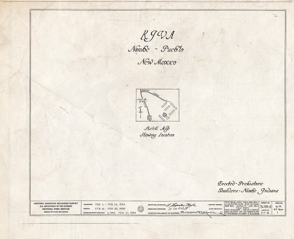 Blueprint HABS NM,25-NAMP,1- (Sheet 0 of 6) - Kiva, Nambe Pueblo, Santa Fe County, NM