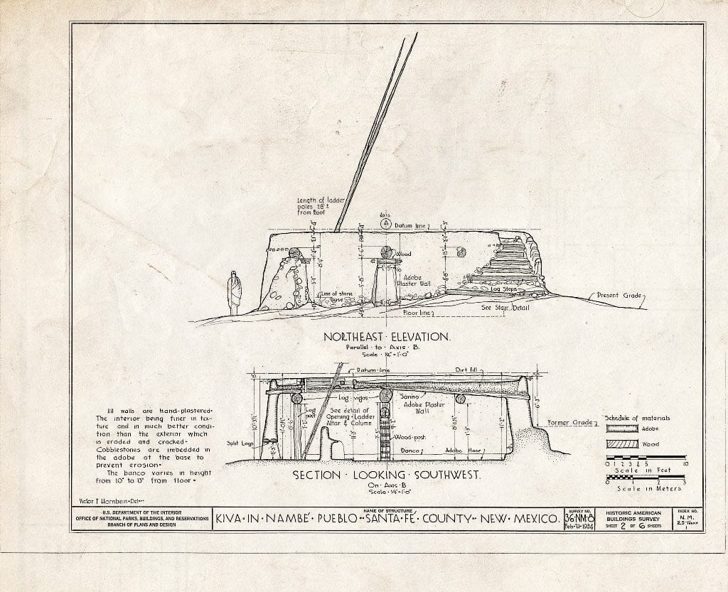 Blueprint HABS NM,25-NAMP,1- (Sheet 2 of 6) - Kiva, Nambe Pueblo, Santa Fe County, NM