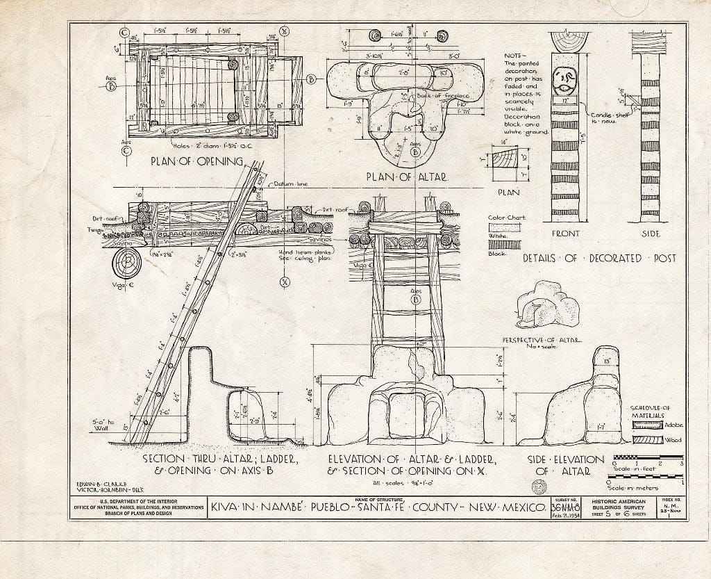 Blueprint HABS NM,25-NAMP,1- (Sheet 5 of 6) - Kiva, Nambe Pueblo, Santa Fe County, NM