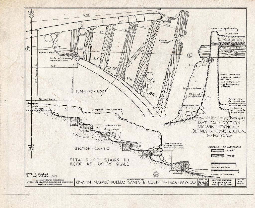 Blueprint HABS NM,25-NAMP,1- (Sheet 6 of 6) - Kiva, Nambe Pueblo, Santa Fe County, NM