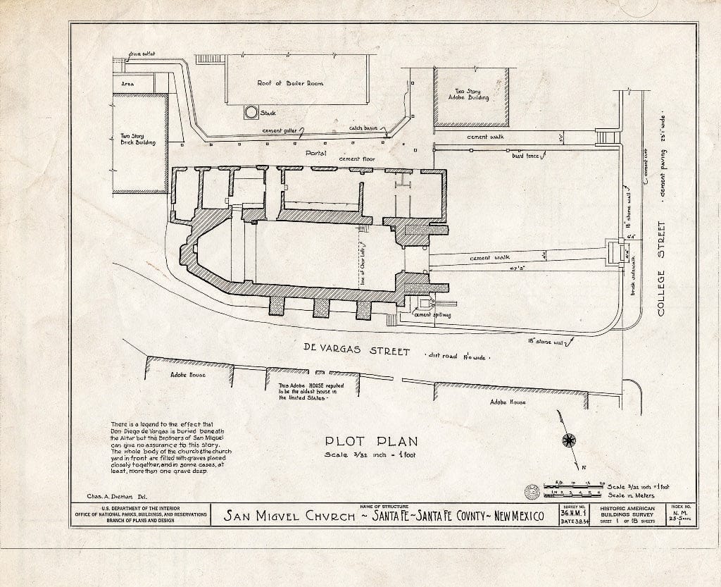 Blueprint HABS NM,25-SANFE,1- (Sheet 1 of 18) - San Miguel Church, Santa Fe, Santa Fe County, NM