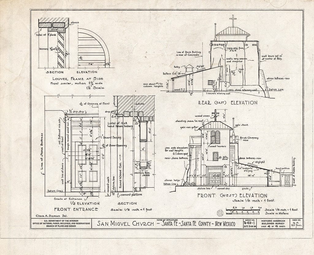 Blueprint HABS NM,25-SANFE,1- (Sheet 4 of 18) - San Miguel Church, Santa Fe, Santa Fe County, NM