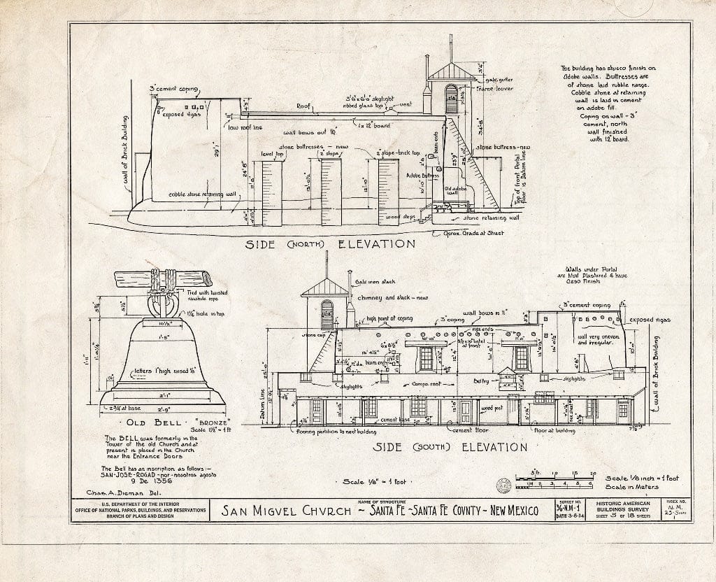 Blueprint HABS NM,25-SANFE,1- (Sheet 5 of 18) - San Miguel Church, Santa Fe, Santa Fe County, NM