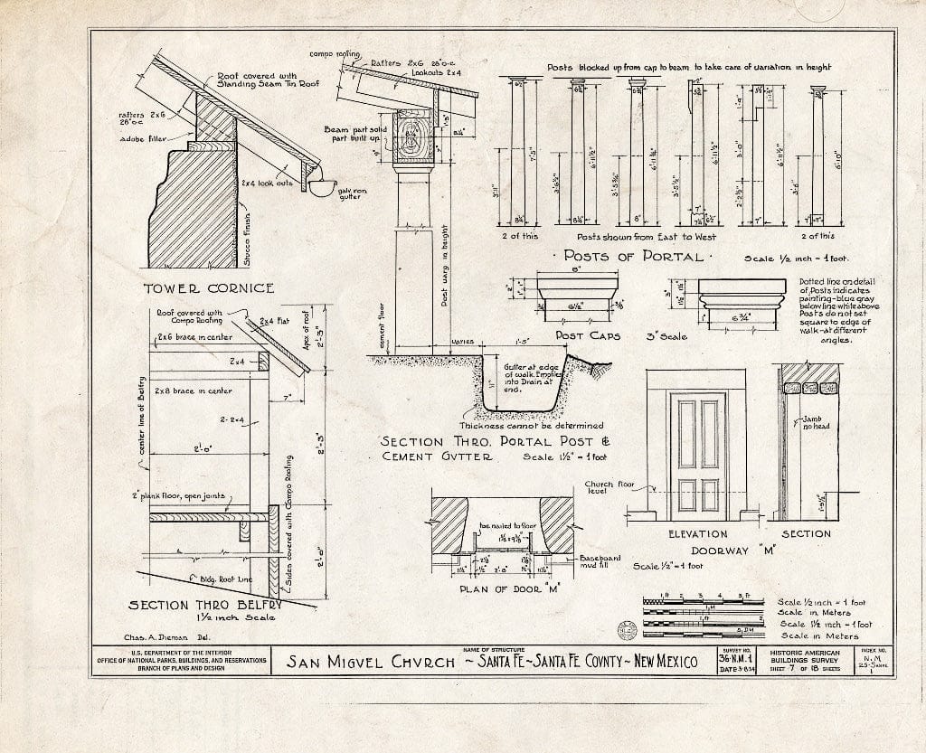 Blueprint HABS NM,25-SANFE,1- (Sheet 7 of 18) - San Miguel Church, Santa Fe, Santa Fe County, NM