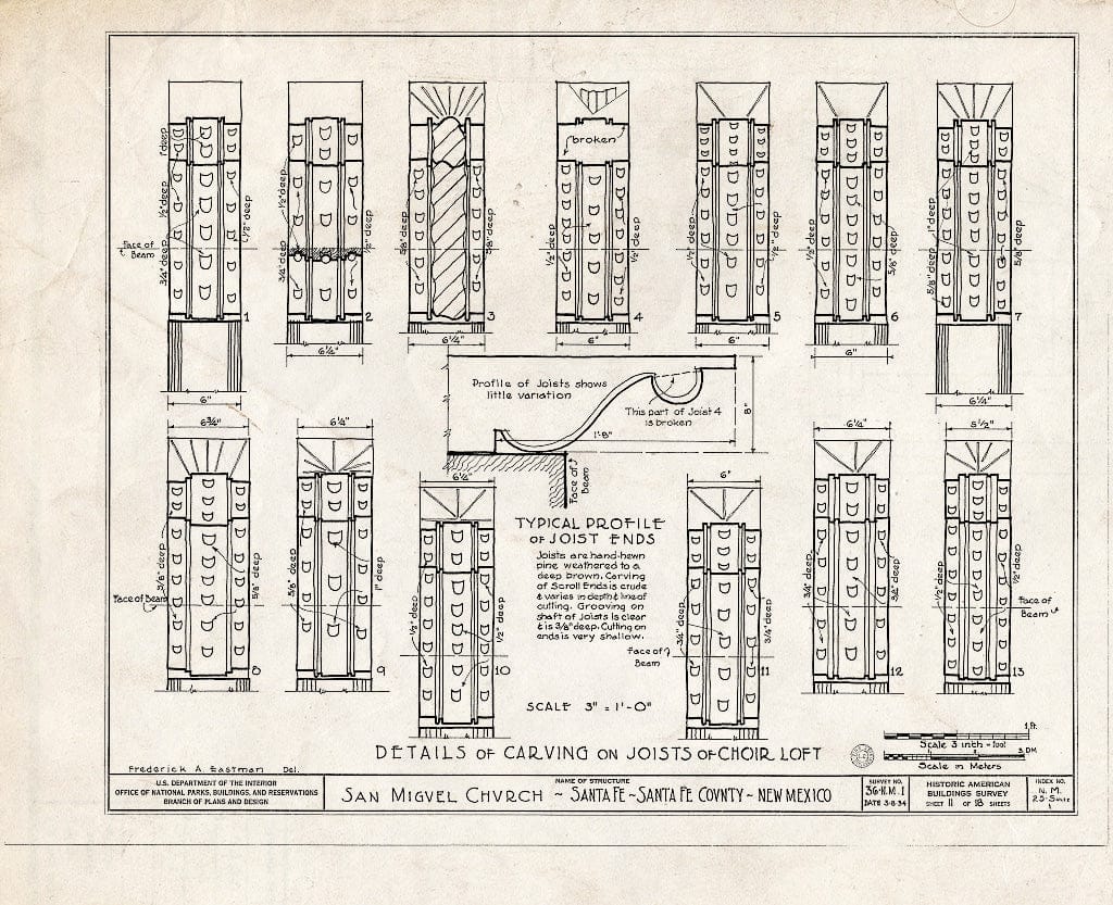 Blueprint HABS NM,25-SANFE,1- (Sheet 11 of 18) - San Miguel Church, Santa Fe, Santa Fe County, NM