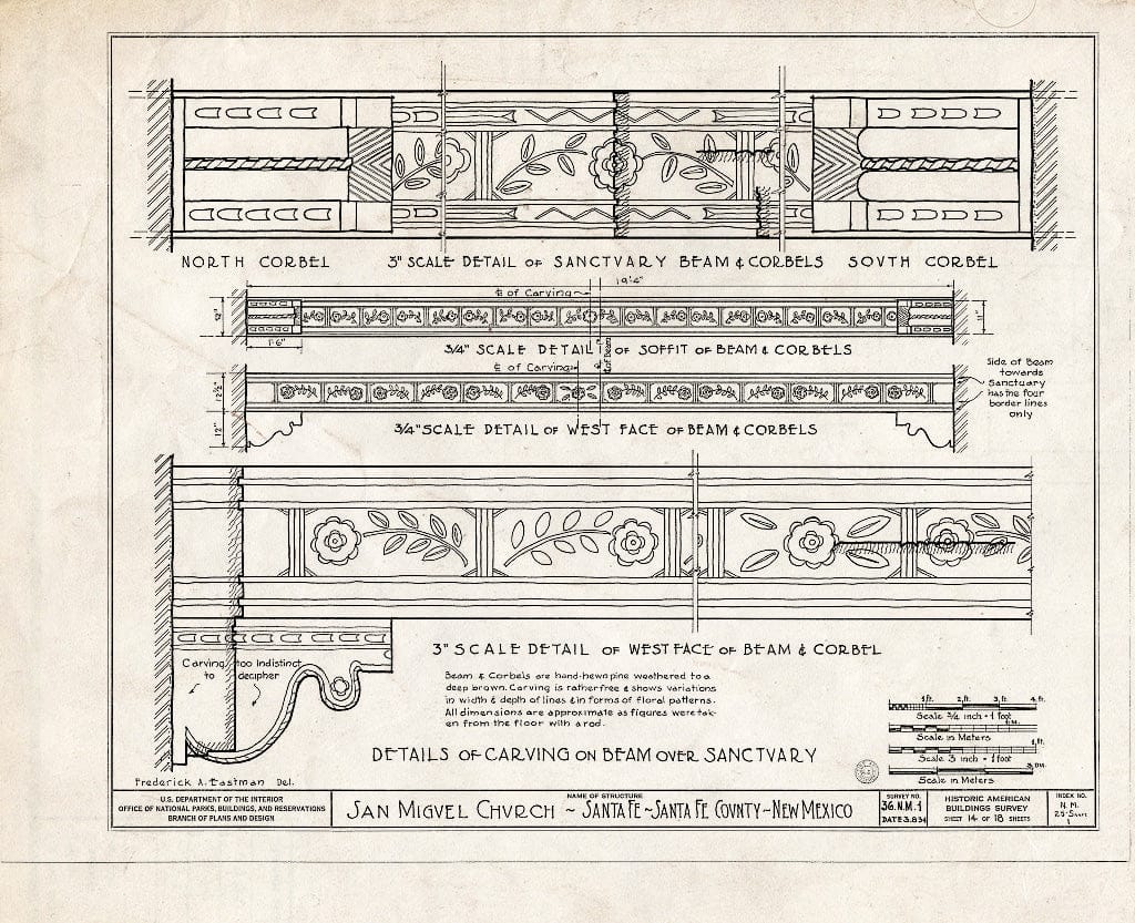 Blueprint HABS NM,25-SANFE,1- (Sheet 14 of 18) - San Miguel Church, Santa Fe, Santa Fe County, NM