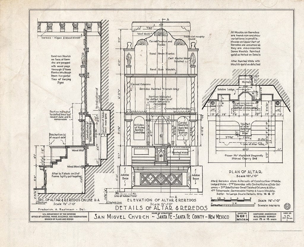 Blueprint HABS NM,25-SANFE,1- (Sheet 15 of 18) - San Miguel Church, Santa Fe, Santa Fe County, NM