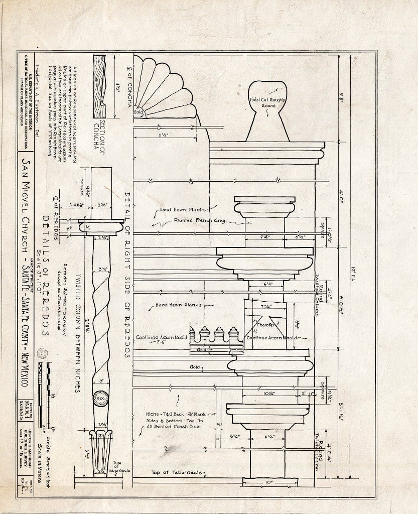 Blueprint HABS NM,25-SANFE,1- (Sheet 17 of 18) - San Miguel Church, Santa Fe, Santa Fe County, NM
