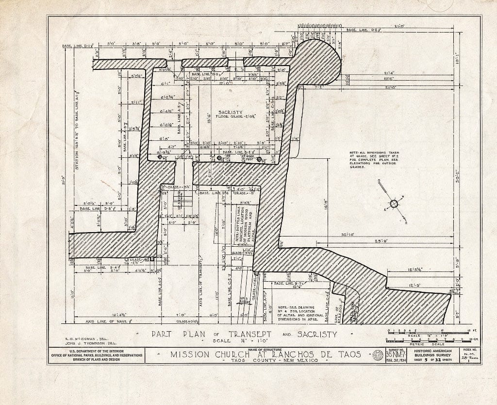 Blueprint HABS NM,28-RANTA,1- (Sheet 5 of 32) - Mission Church of Ranchos de Taos, Ranchos de Taos, Taos County, NM
