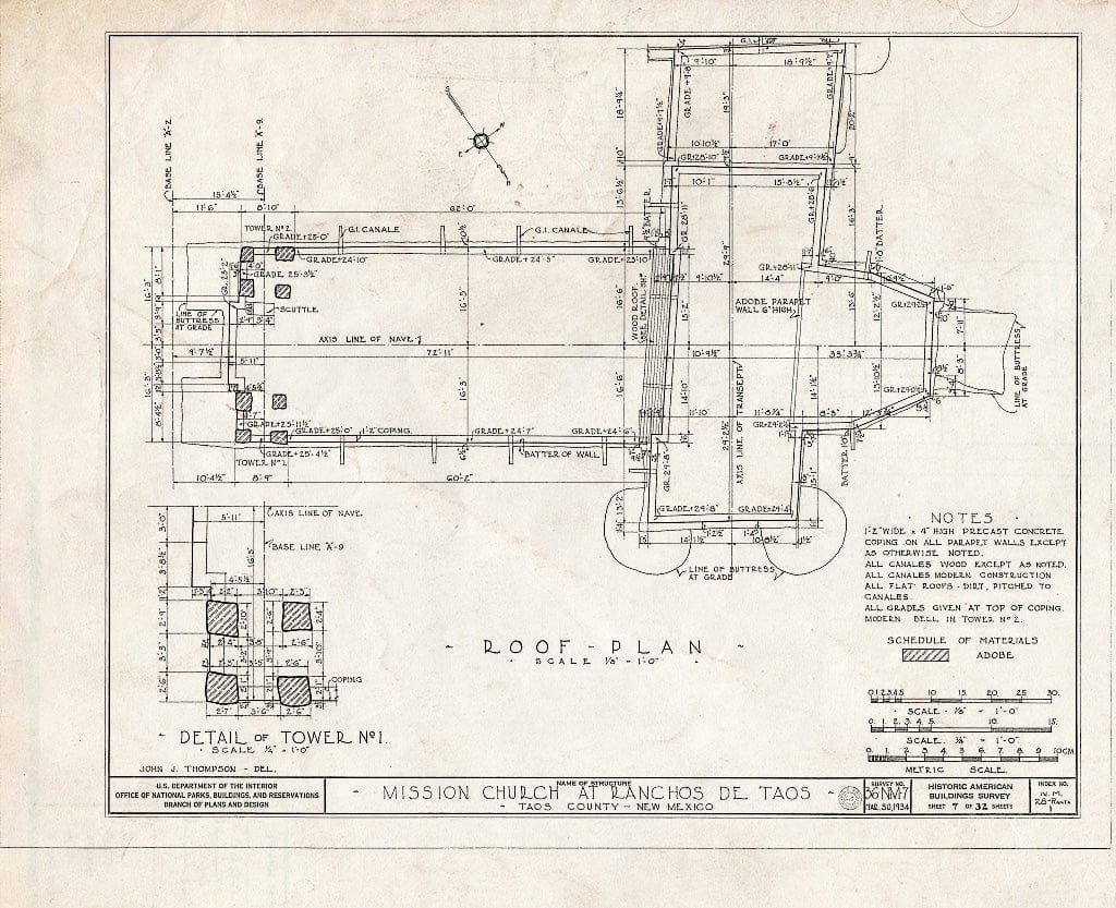 Blueprint HABS NM,28-RANTA,1- (Sheet 7 of 32) - Mission Church of Ranchos de Taos, Ranchos de Taos, Taos County, NM