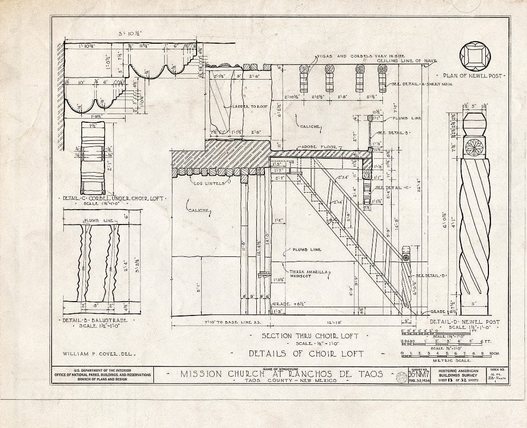 Blueprint HABS NM,28-RANTA,1- (Sheet 13 of 32) - Mission Church of Ranchos de Taos, Ranchos de Taos, Taos County, NM