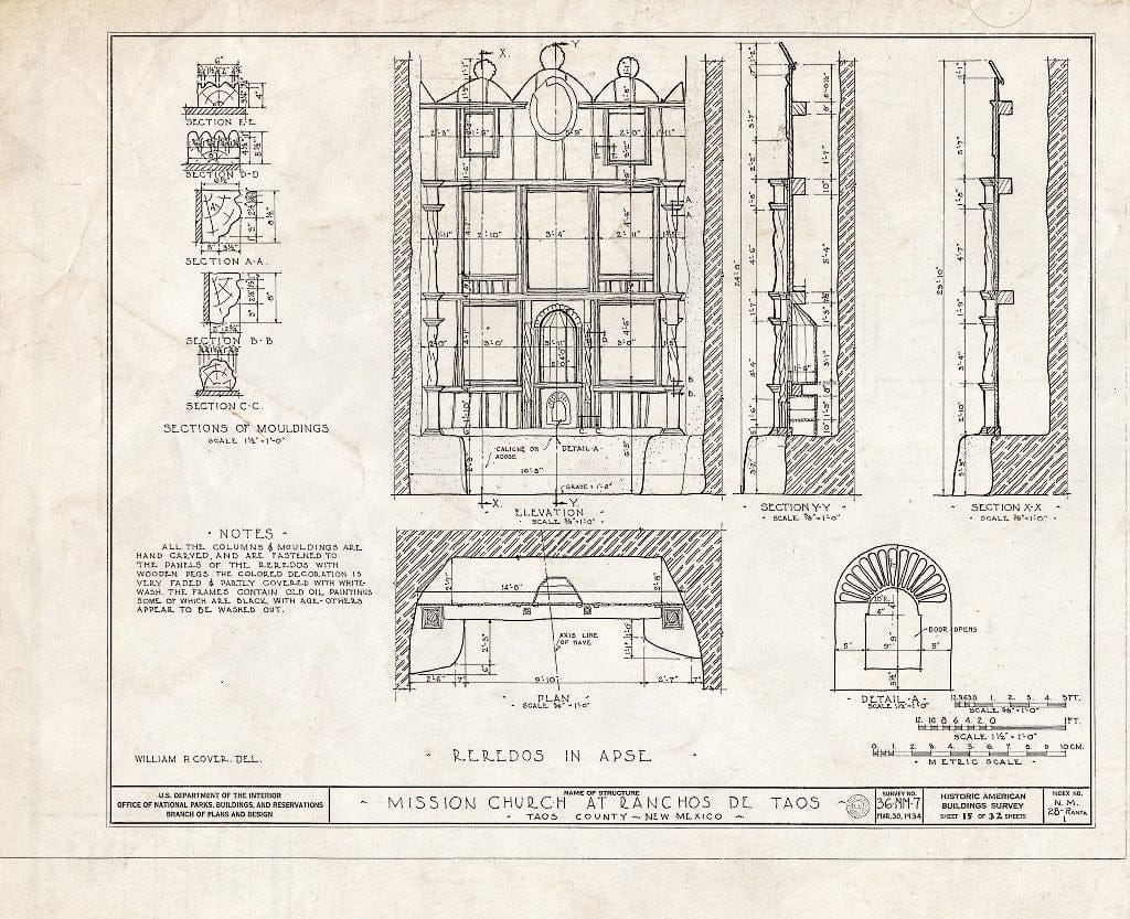 Blueprint HABS NM,28-RANTA,1- (Sheet 15 of 32) - Mission Church of Ranchos de Taos, Ranchos de Taos, Taos County, NM