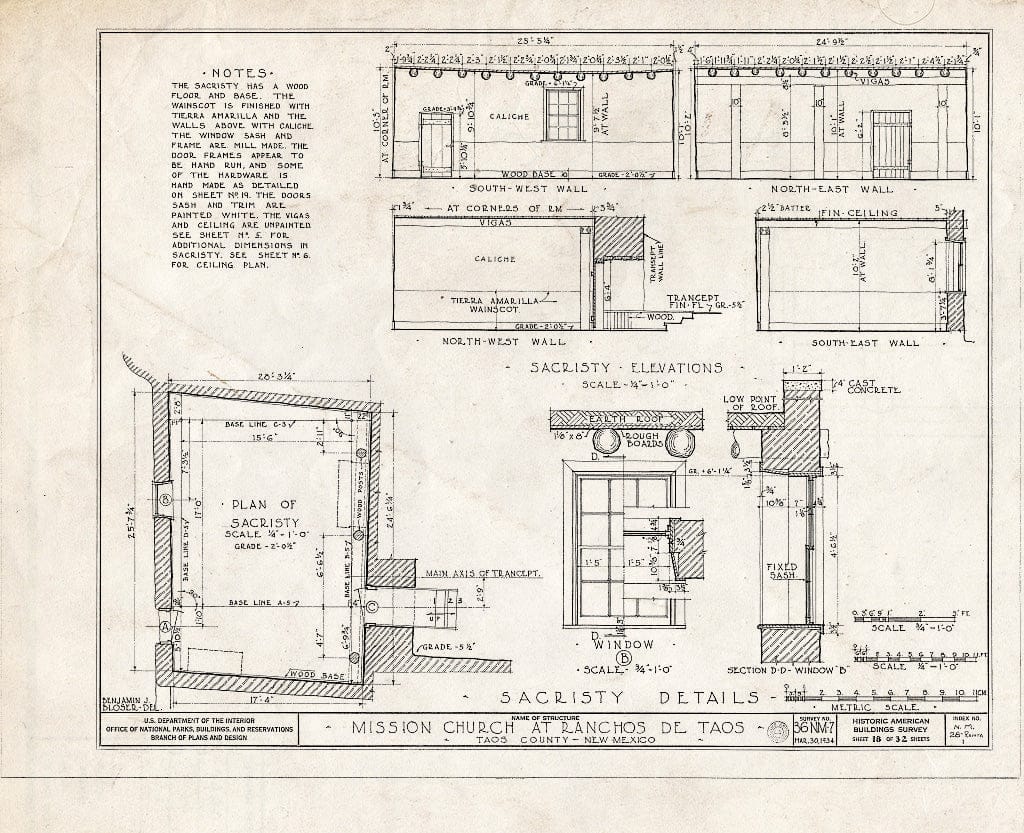 Blueprint HABS NM,28-RANTA,1- (Sheet 18 of 32) - Mission Church of Ranchos de Taos, Ranchos de Taos, Taos County, NM