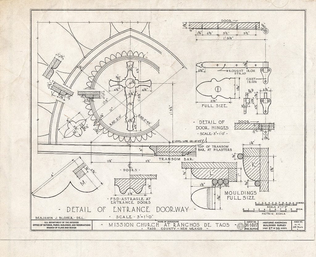 Blueprint HABS NM,28-RANTA,1- (Sheet 27 of 32) - Mission Church of Ranchos de Taos, Ranchos de Taos, Taos County, NM
