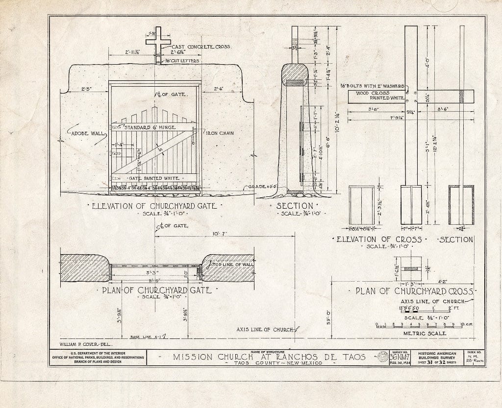 Blueprint HABS NM,28-RANTA,1- (Sheet 31 of 32) - Mission Church of Ranchos de Taos, Ranchos de Taos, Taos County, NM