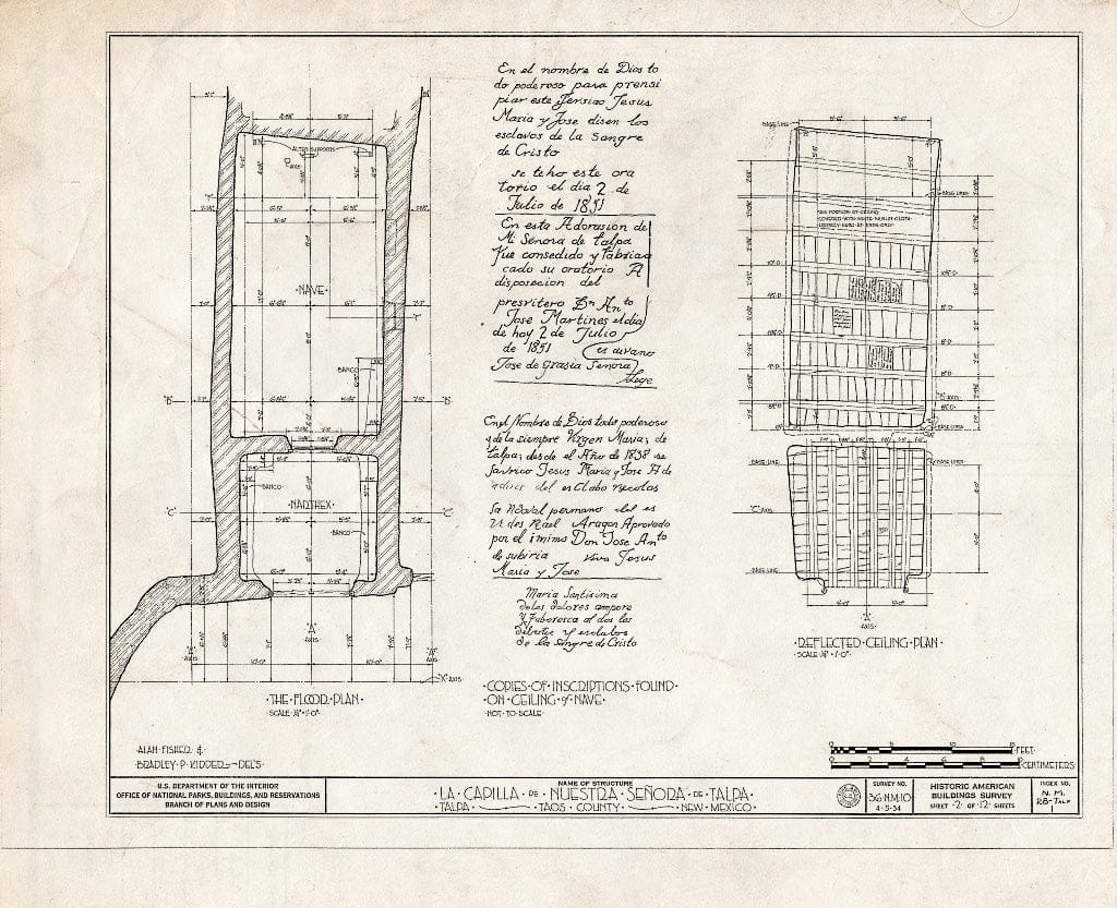 Blueprint HABS NM,28-TALP,1- (Sheet 2 of 12) - La Capilla de Nuestra Senora de Talpa, Talpa, Taos County, NM