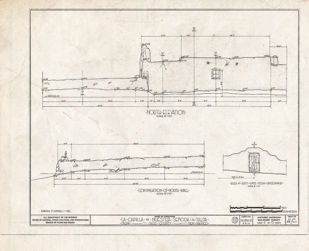 Blueprint HABS NM,28-TALP,1- (Sheet 4 of 12) - La Capilla de Nuestra Senora de Talpa, Talpa, Taos County, NM