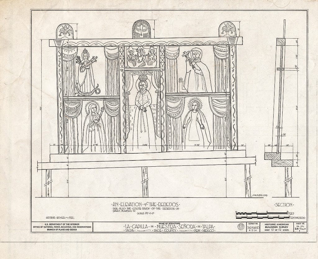 Blueprint HABS NM,28-TALP,1- (Sheet 10 of 12) - La Capilla de Nuestra Senora de Talpa, Talpa, Taos County, NM