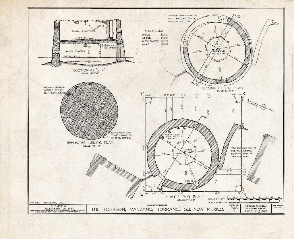 Blueprint HABS NM,29-MANZ,1- (Sheet 2 of 3) - The Torreon, Manzano, Torrance County, NM