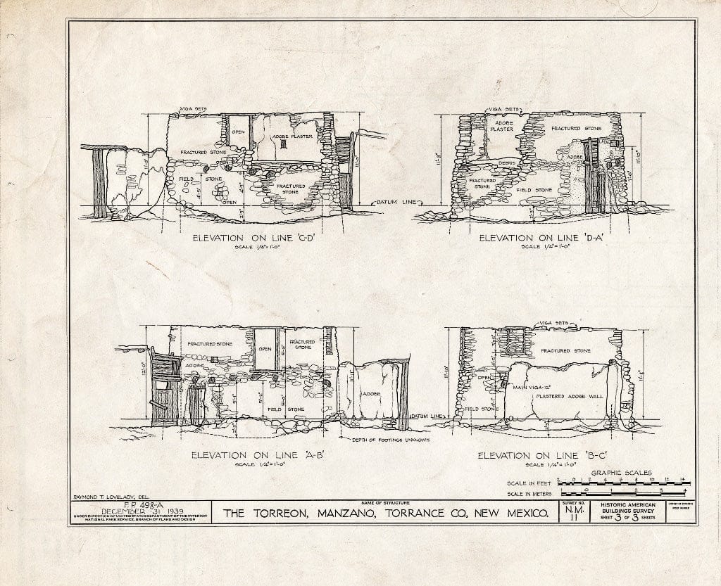 Blueprint HABS NM,29-MANZ,1- (Sheet 3 of 3) - The Torreon, Manzano, Torrance County, NM