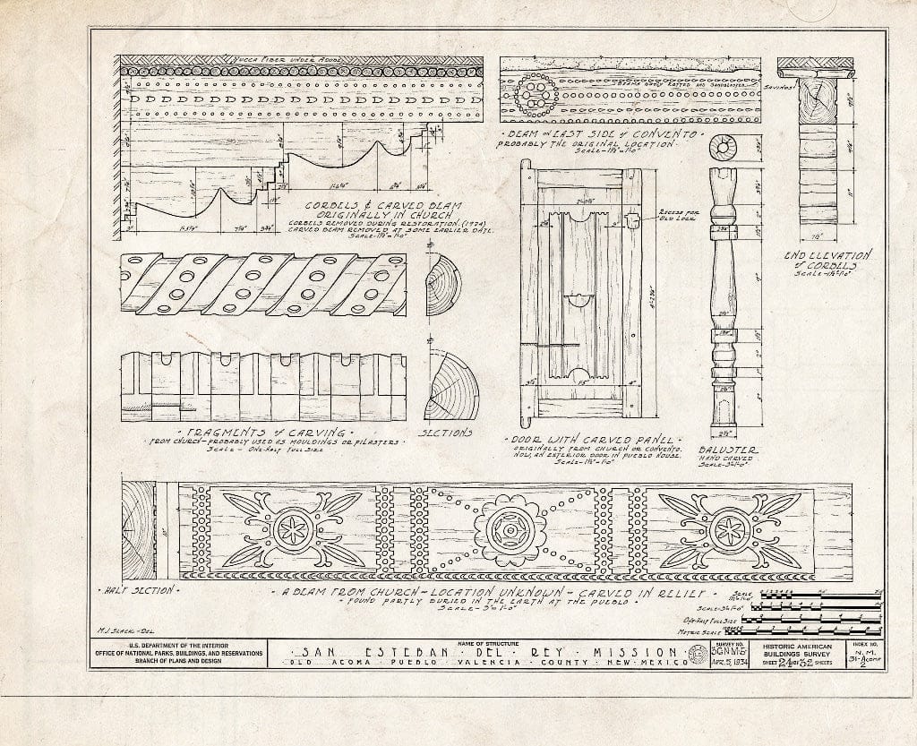 Blueprint HABS NM,31-ACOMP,2- (Sheet 24 of 32) - San Esteban del Rey Mission, Acoma Pueblo, Cibola County, NM