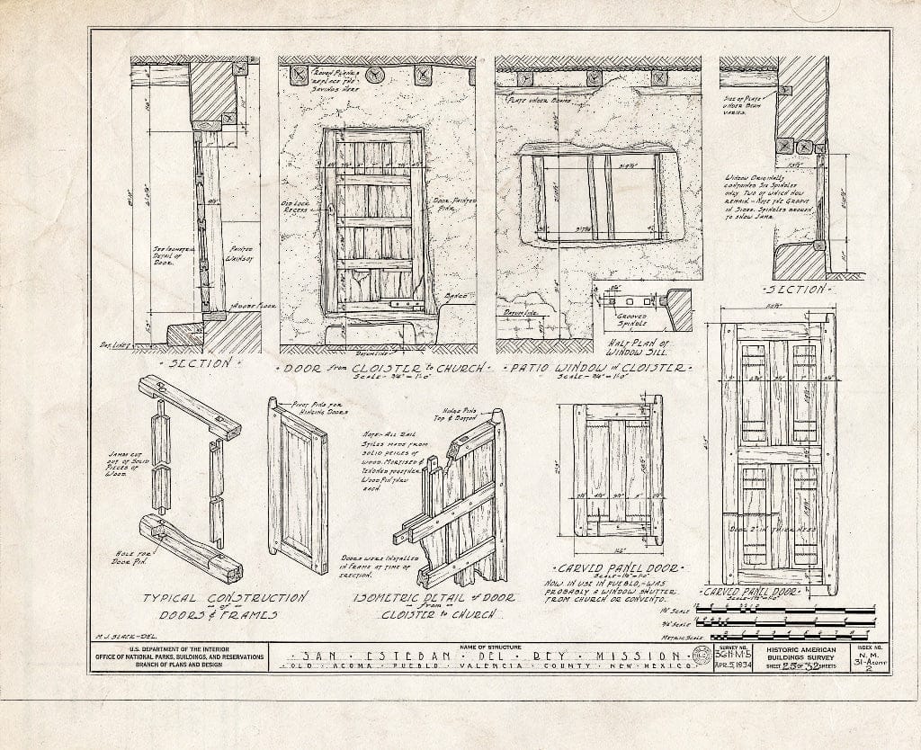 Blueprint HABS NM,31-ACOMP,2- (Sheet 25 of 32) - San Esteban del Rey Mission, Acoma Pueblo, Cibola County, NM