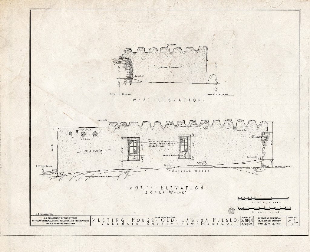 Blueprint HABS NM,31-LAGUP,2- (Sheet 4 of 4) - Meetinghouse, Mesita, Cibola County, NM