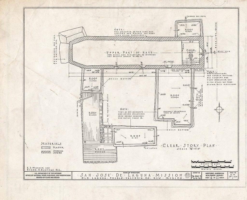 Blueprint HABS NM,31-LAGUP,1- (Sheet 4 of 22) - San Jose de Laguna Mission Church & Convento, Laguna, Cibola County, NM