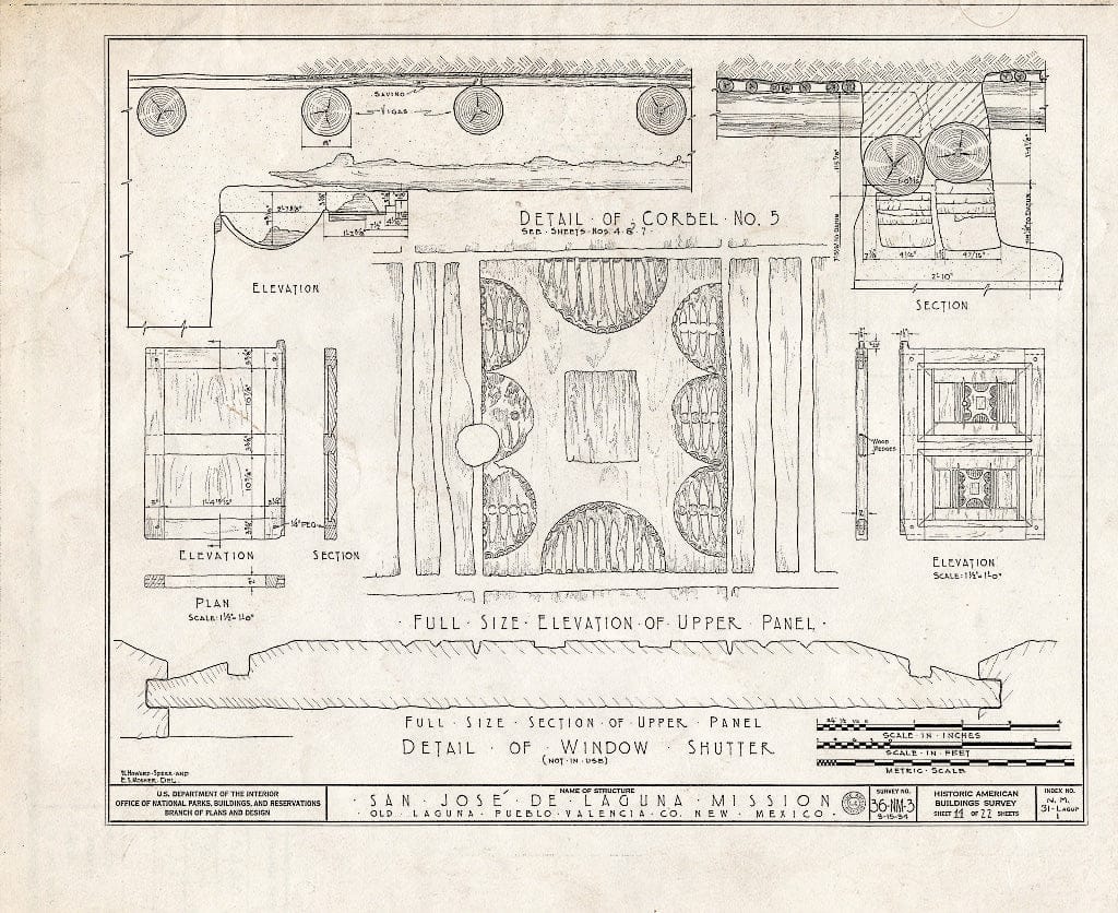 Blueprint HABS NM,31-LAGUP,1- (Sheet 11 of 22) - San Jose de Laguna Mission Church & Convento, Laguna, Cibola County, NM