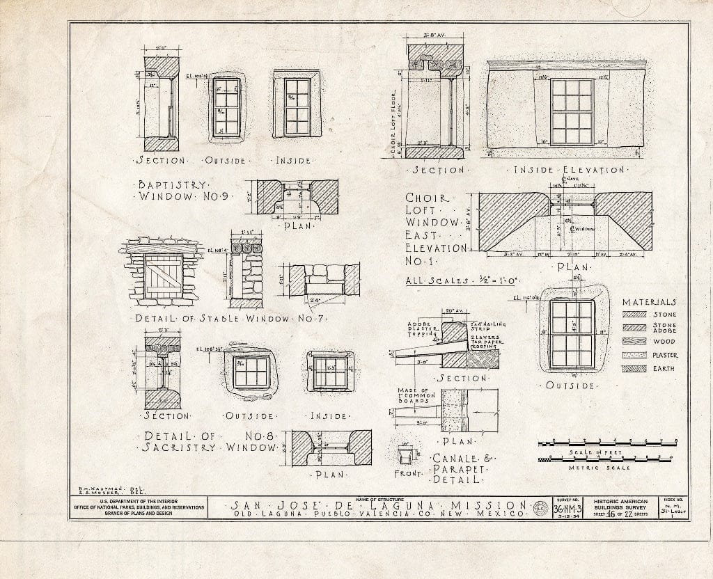 Blueprint HABS NM,31-LAGUP,1- (Sheet 16 of 22) - San Jose de Laguna Mission Church & Convento, Laguna, Cibola County, NM