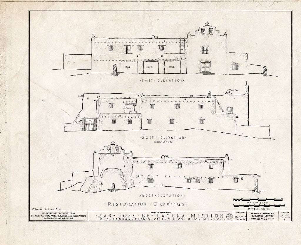 Blueprint HABS NM,31-LAGUP,1- (Sheet 20 of 22) - San Jose de Laguna Mission Church & Convento, Laguna, Cibola County, NM