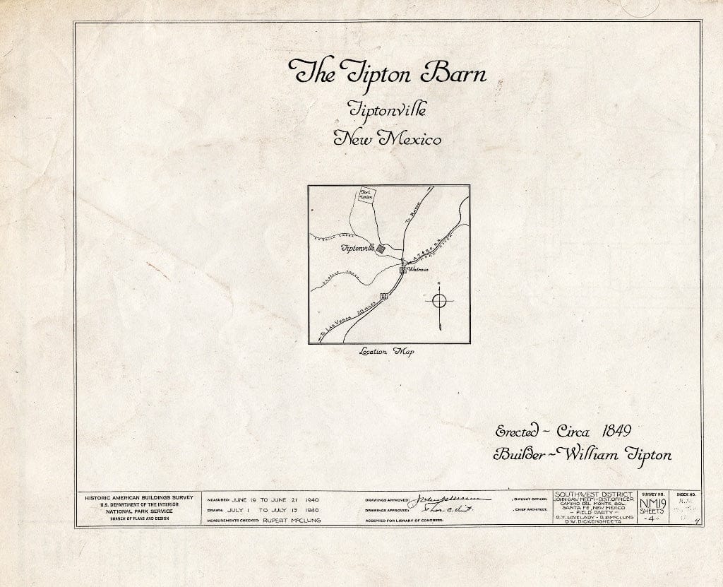 Blueprint HABS NM,17-TIP,1- (Sheet 0 of 4) - Tipton House & Barn, Tiptonville, Mora County, NM