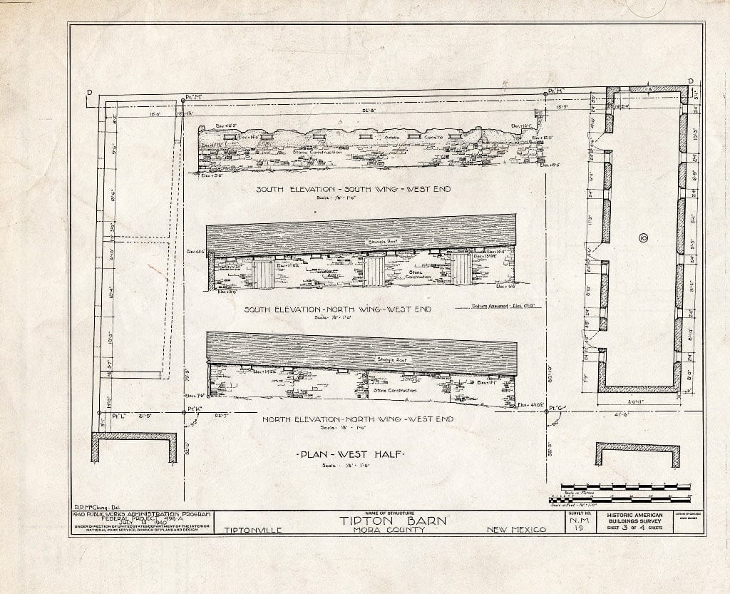 Blueprint HABS NM,17-TIP,1- (Sheet 3 of 4) - Tipton House & Barn, Tiptonville, Mora County, NM