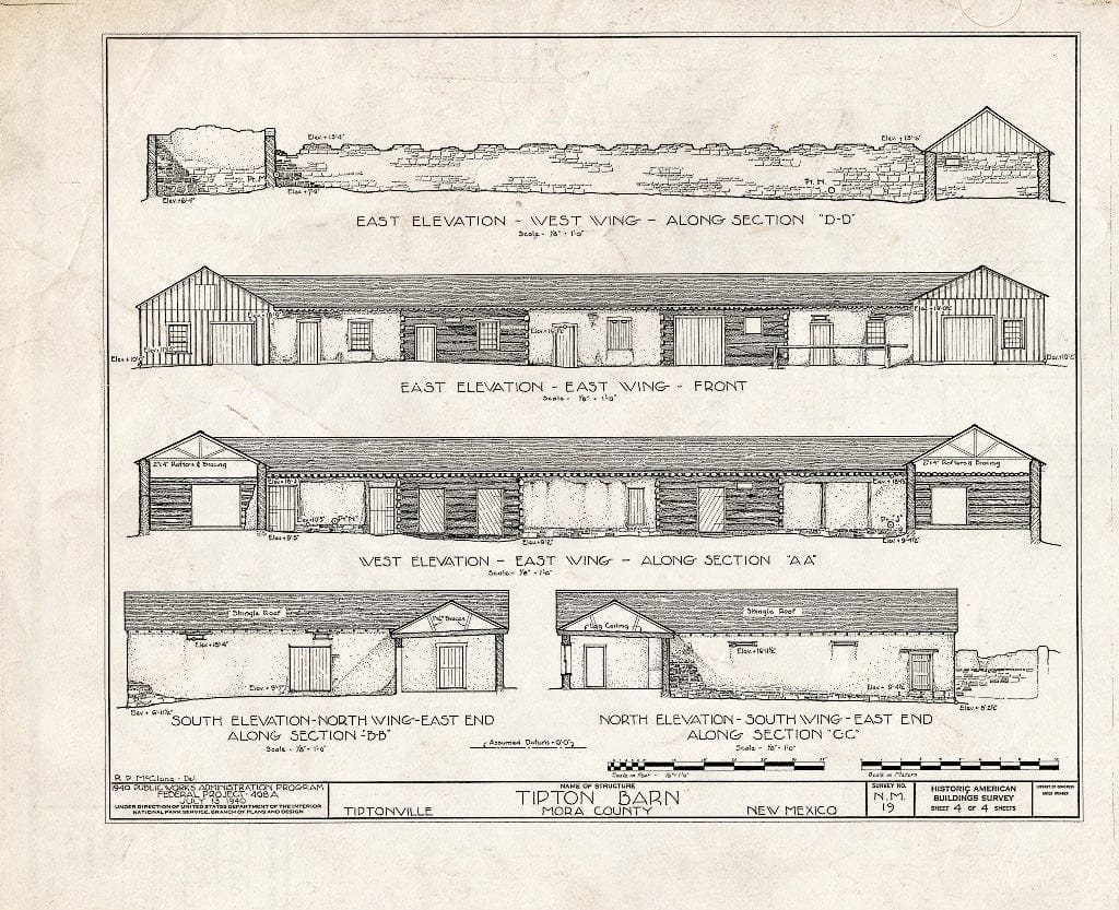 Blueprint HABS NM,17-TIP,1- (Sheet 4 of 4) - Tipton House & Barn, Tiptonville, Mora County, NM