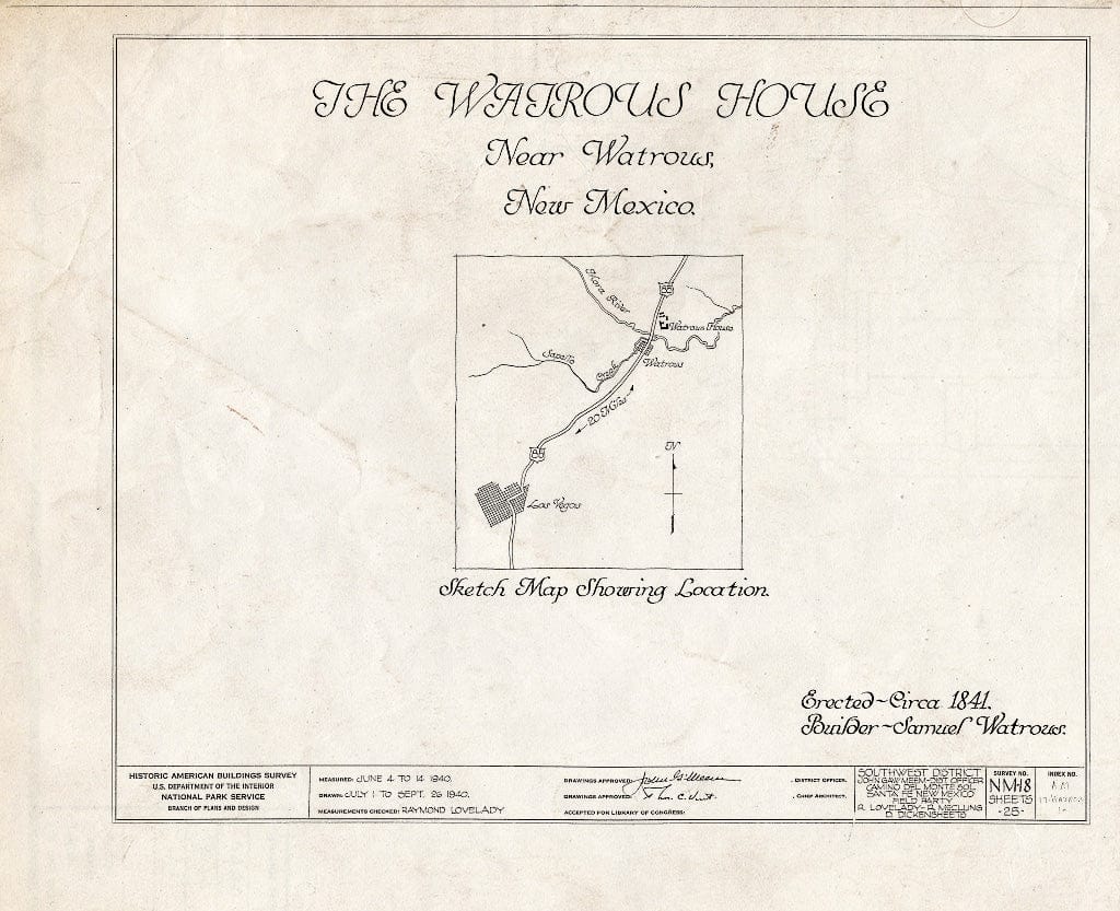 Blueprint HABS NM,17-WATRO.V,1- (Sheet 0 of 25) - Watrous House, Watrous, Mora County, NM