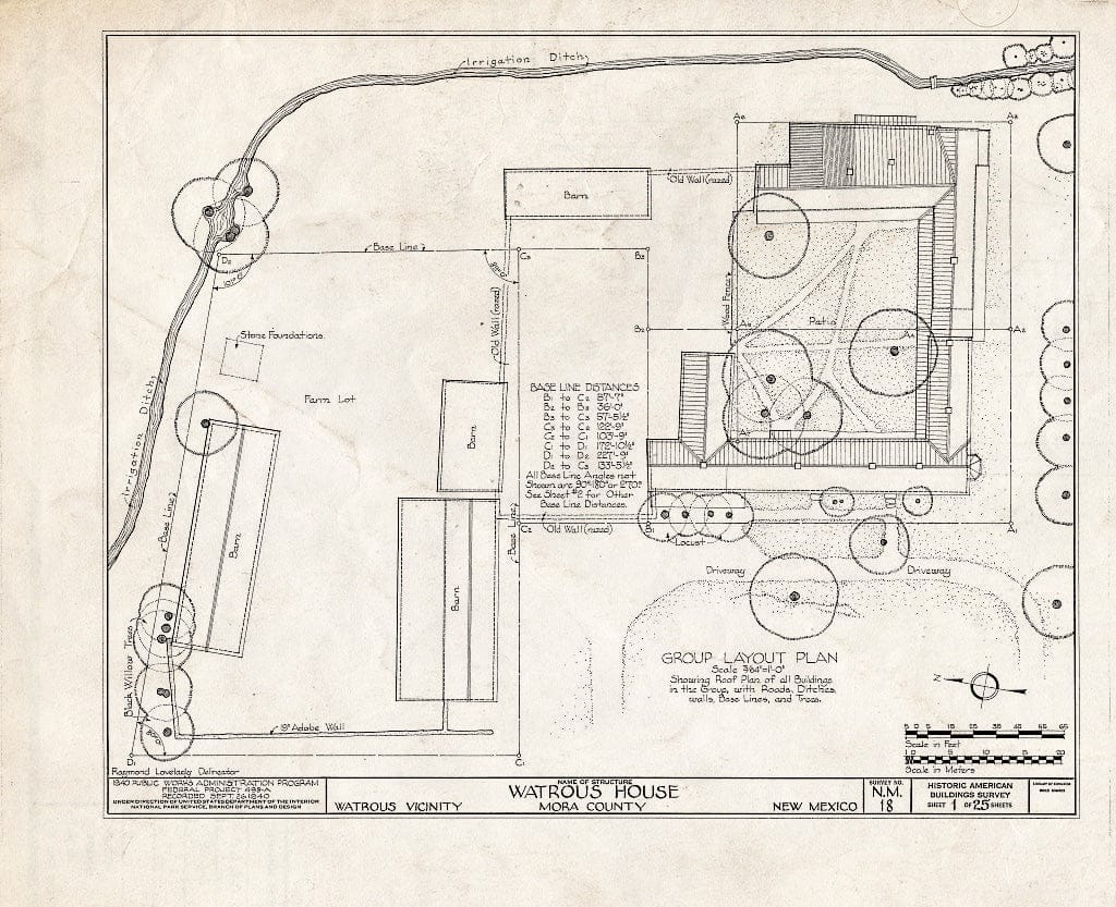 Blueprint HABS NM,17-WATRO.V,1- (Sheet 1 of 25) - Watrous House, Watrous, Mora County, NM