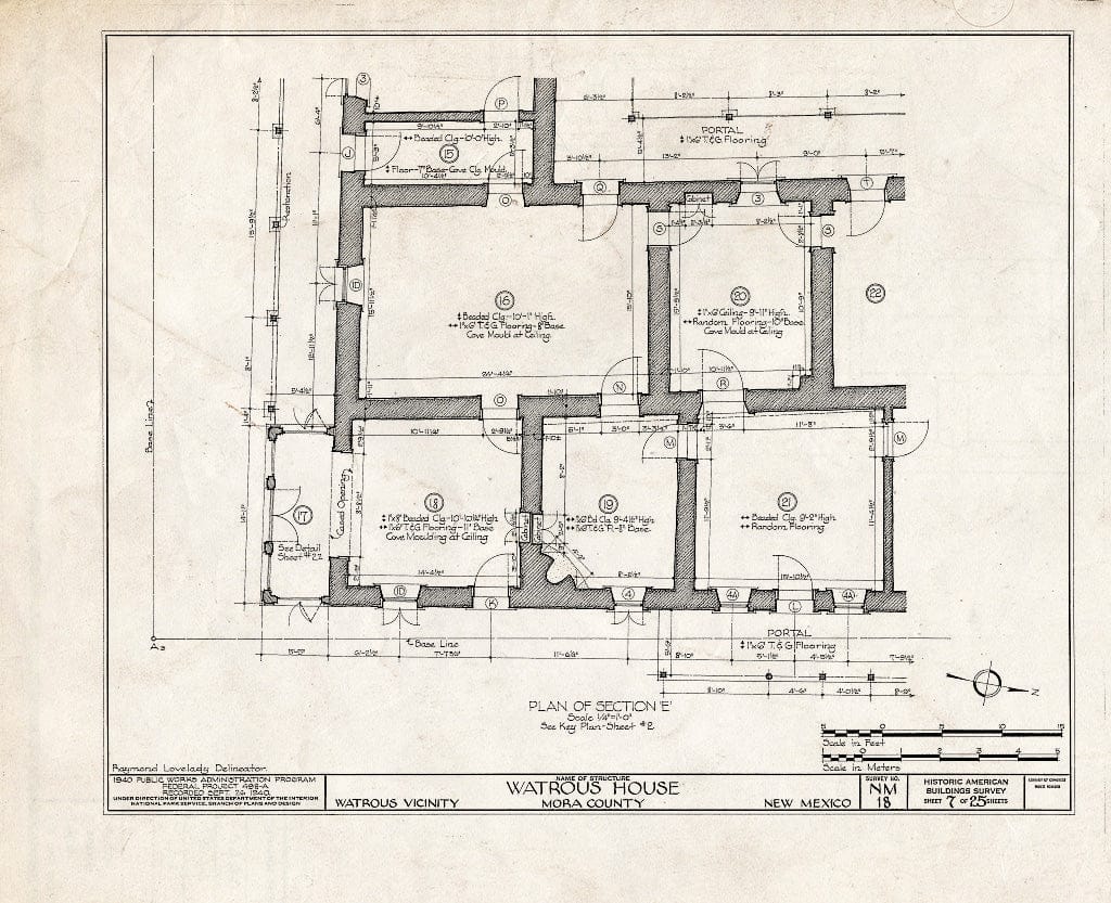 Blueprint HABS NM,17-WATRO.V,1- (Sheet 7 of 25) - Watrous House, Watrous, Mora County, NM