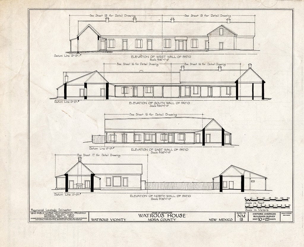 Blueprint HABS NM,17-WATRO.V,1- (Sheet 10 of 25) - Watrous House, Watrous, Mora County, NM