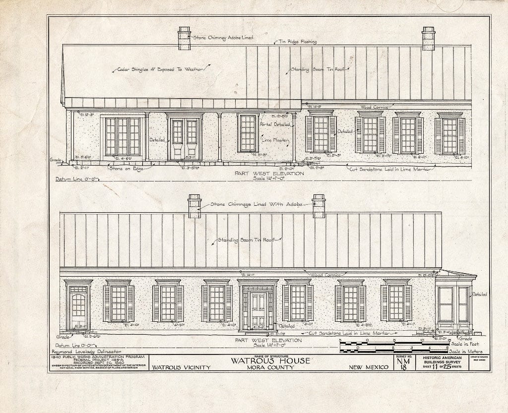Blueprint HABS NM,17-WATRO.V,1- (Sheet 11 of 25) - Watrous House, Watrous, Mora County, NM
