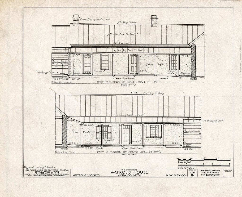 Blueprint HABS NM,17-WATRO.V,1- (Sheet 16 of 25) - Watrous House, Watrous, Mora County, NM