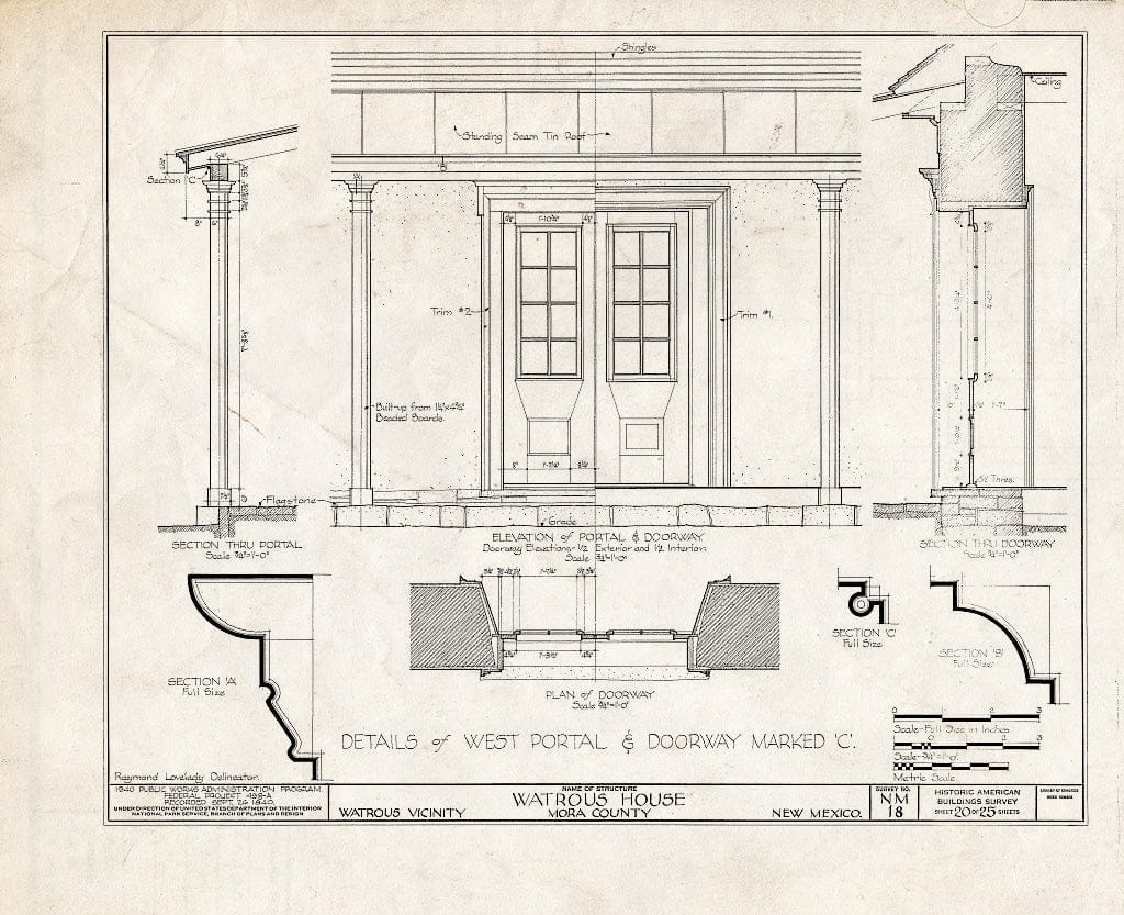 Blueprint HABS NM,17-WATRO.V,1- (Sheet 20 of 25) - Watrous House, Watrous, Mora County, NM