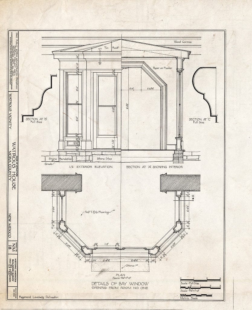 Blueprint HABS NM,17-WATRO.V,1- (Sheet 21 of 25) - Watrous House, Watrous, Mora County, NM