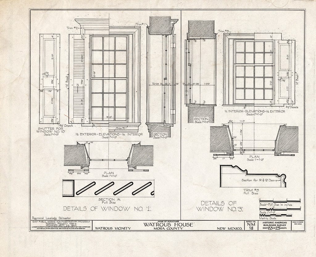 Blueprint HABS NM,17-WATRO.V,1- (Sheet 23 of 25) - Watrous House, Watrous, Mora County, NM