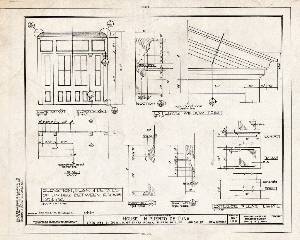 Blueprint HABS NM,10-PUEDEL,1- (Sheet 4 of 6) - House, State Highway 91, 10 Miles South of Santa Rosa, Puerto De Luna, Guadalupe County, NM