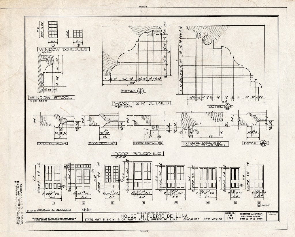 Blueprint HABS NM,10-PUEDEL,1- (Sheet 5 of 6) - House, State Highway 91, 10 Miles South of Santa Rosa, Puerto De Luna, Guadalupe County, NM