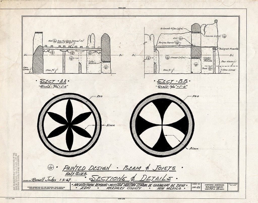 Blueprint HABS NM,16-ZUNIP,2- (Sheet 10 of 12) - Mission Nuestra Senora de Guadalupe de Zuni, Zuni Pueblo, Zuni, McKinley County, NM