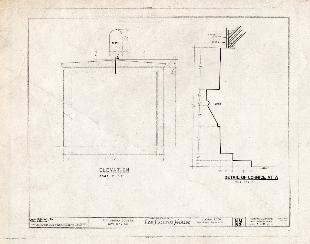Blueprint HABS NM,20-LOLUC,1- (Sheet 7 of 9) - Los Luceros House, Between U.S. Route 64; Rio Grande River; Los Luceros, Alcalde, Rio Arriba County, NM