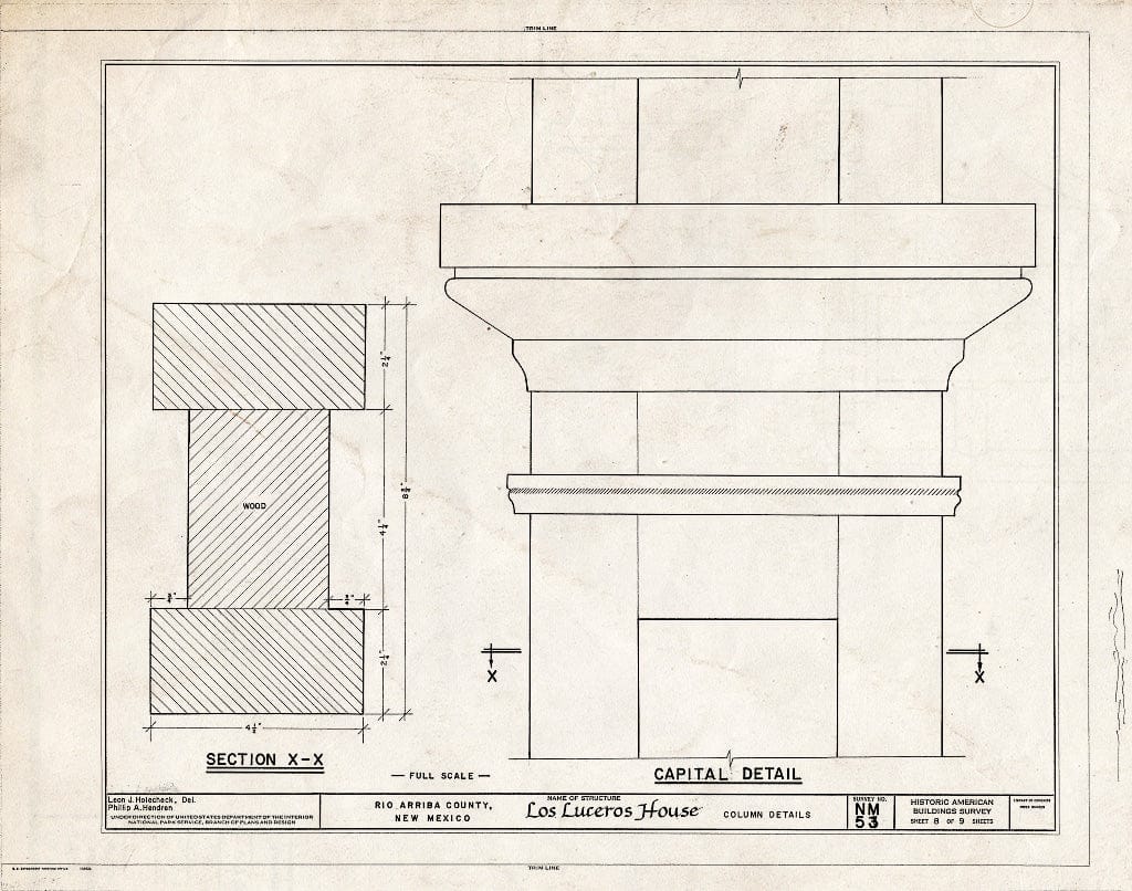 Blueprint HABS NM,20-LOLUC,1- (Sheet 8 of 9) - Los Luceros House, Between U.S. Route 64; Rio Grande River; Los Luceros, Alcalde, Rio Arriba County, NM
