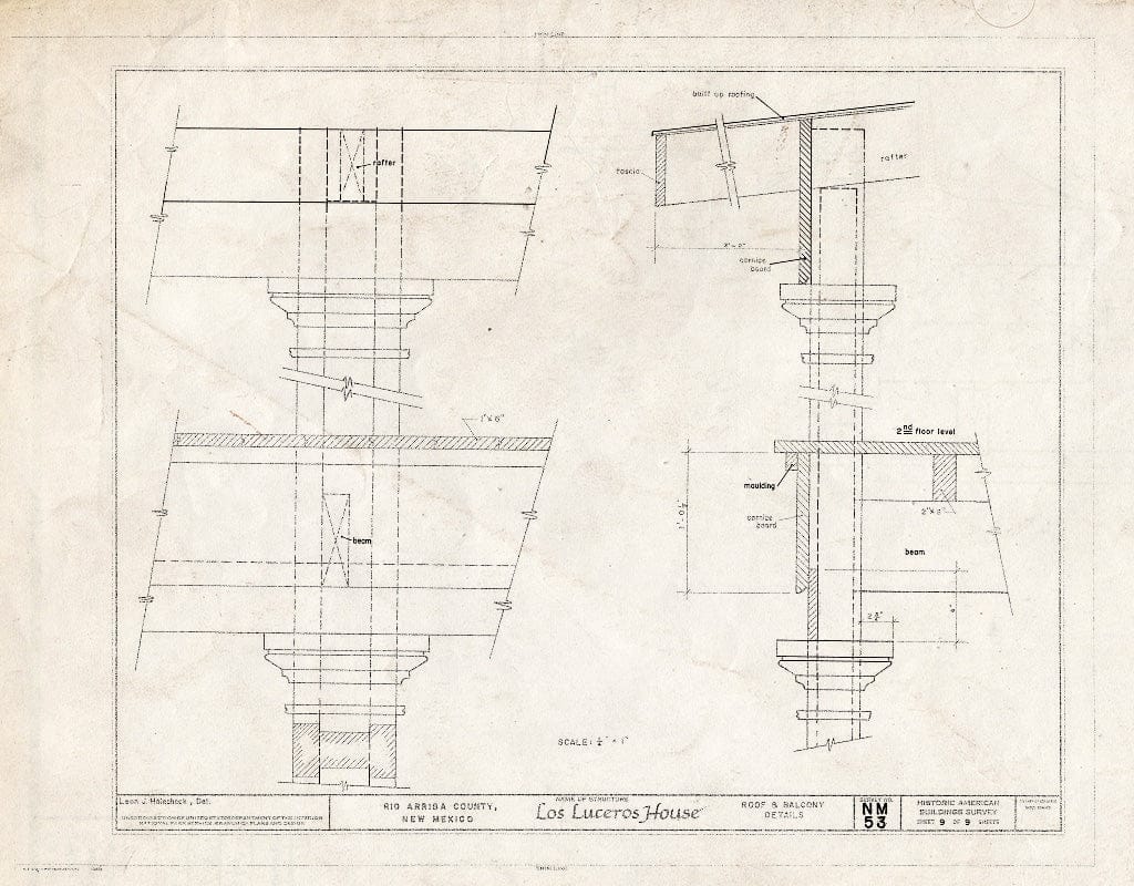 Blueprint HABS NM,20-LOLUC,1- (Sheet 9 of 9) - Los Luceros House, Between U.S. Route 64; Rio Grande River; Los Luceros, Alcalde, Rio Arriba County, NM