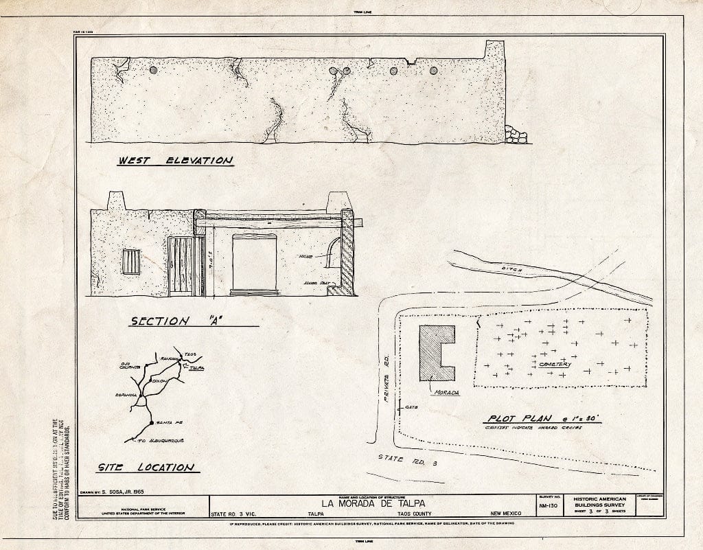Blueprint HABS NM,28-TALP,3- (Sheet 3 of 3) - La Morada de Talpa, State Road 3 Vicinity, Talpa, Taos County, NM